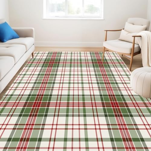 Muddy Mat® Plaid 5x7 Washable Area Rugs for Living Room, Bedroom & Dining...