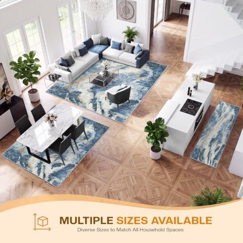 LIVELYGLOW 5x7 Washable Area Rug for Living Room, Non-Slip Carpet