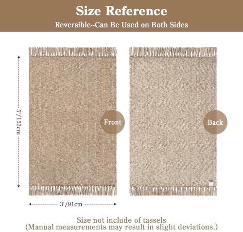 Collive 3' x 5' Woven Indoor Outdoor Porch Rug, Farmhouse Entryway Rugs
