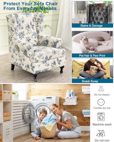 CRFATOP Wingback Chair Covers Stretch Armchair Slipcovers for Living Room