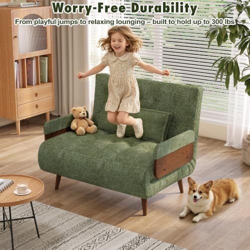 JASIWAY 37" Mid-Century Convertible Sofa Chair Bed Sleeper for Adult, Futon