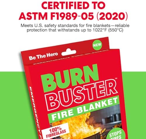 2-Pack Emergency Fire Blanket - ASTM Certified Fire Suppression Blanket for H...
