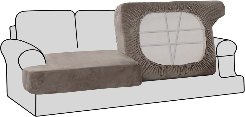 H.VERSAILTEX Stretch Velvet 2 Piece T Cushion Sofa Slipcovers - Individually ...