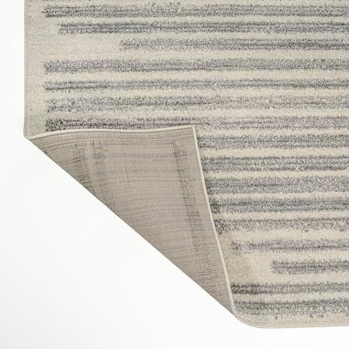 JONATHAN Y Khalil Modern Berber Stripe Cream/Gray Indoor Area Rug, 8x10, Cont...