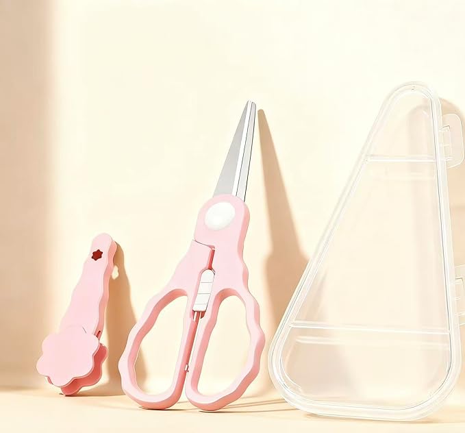Baby Food Scissors with Travel Case, Portable Stainless Steel Shears with by OLQW