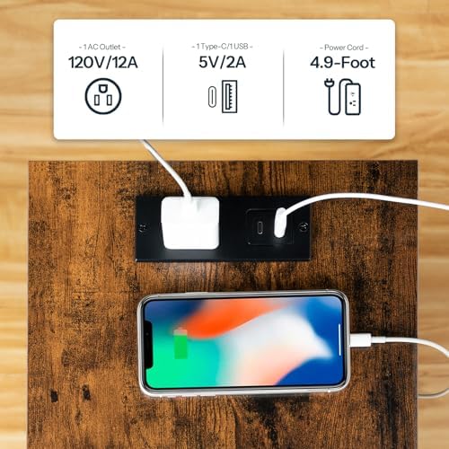 HOOBRO Side Table with Charging Station, Set of 2 End Tables with USB Port an...