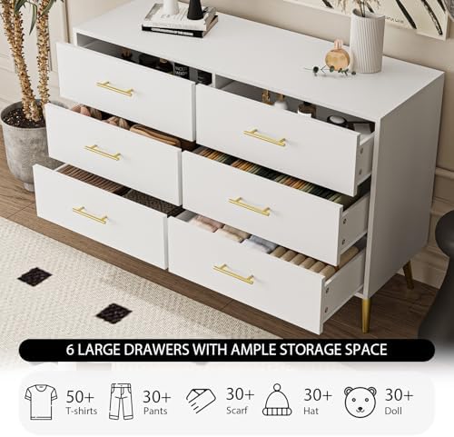 MAISONARIA 6 Drawer Dresser, White