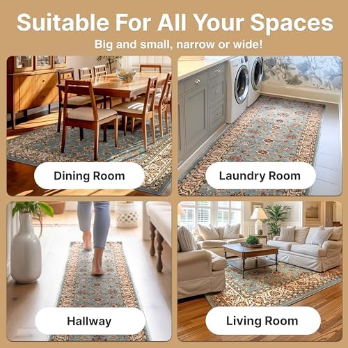 Well Woven Barclay Collection Sarouk Light Blue 8x10 Area Rug - for Living Ro...