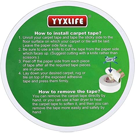YYXLIFE 2-Sided Carpet Tape, Removable Multi-Purpose Heavy Duty, for Hardwood & Outdoor Rugs, 2" x20/30YD
