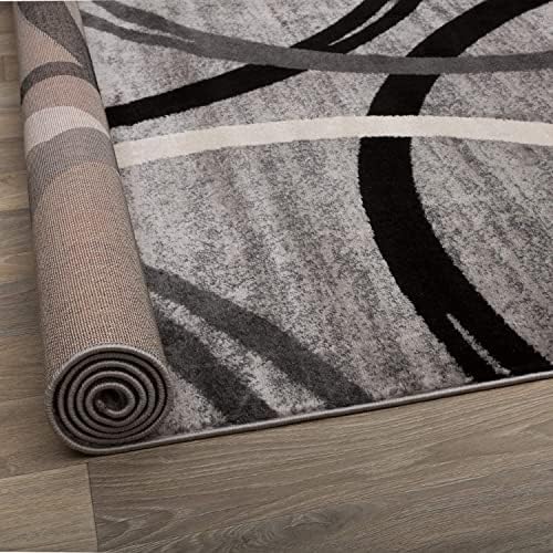 Rugshop Wavy Circles Fade-Resistant Living Room Area Rug Gray 5'3" x...