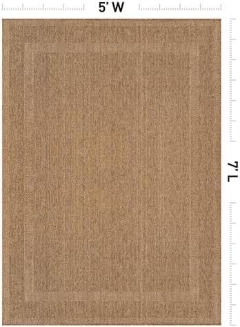 Rugshop Border Jute-Style Indoor Outdoor Area Rug Natural/Jute 5' x 7'
