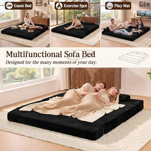 78.7IN Convertible Folding Sofa Bed, 3 Seater Sleeper Sofa Couch
