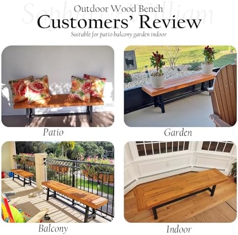 Sophia & William 63" Outdoor Wood Bench Weatherproof, Teak Finish, 2...