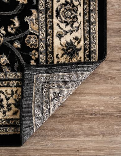Rugs.com - Yasmin Rug – 6' 1 x 9' Black Traditional Rug – Easy-Clean ...