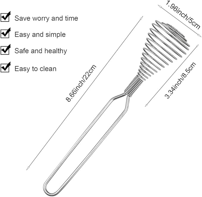 Stainless Steel Spring Coil Whisk Wire Whip Cream Egg Beater Gravy Cream Hand - Image 2