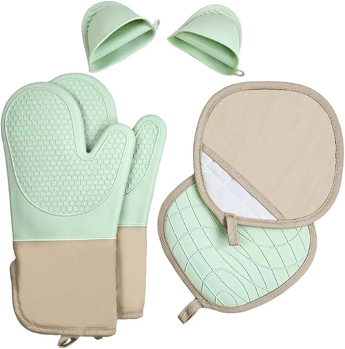 6-Piece Silicone Oven Mitts Set, Heat Resistant Kitchen Gloves by Unknown