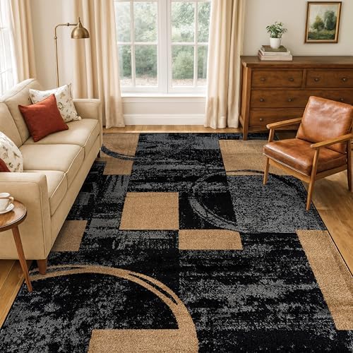 Rugshop Circle Design Contemporary Fade-Resistant Area Rug Jute 5'3"...