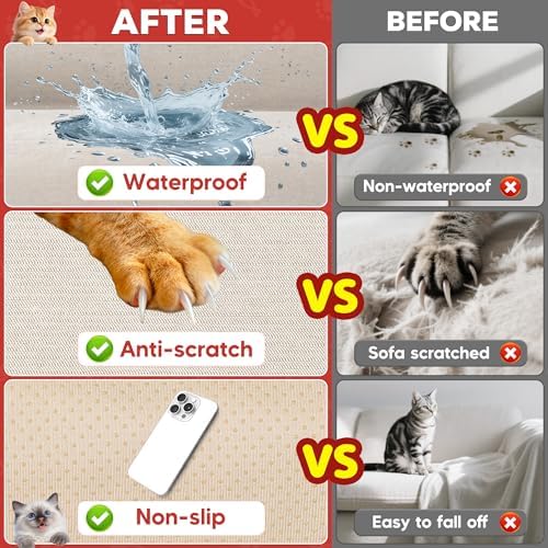 Loiion Cat Scratch Proof Furniture Protector Waterproof Sofa Cover 150"x...