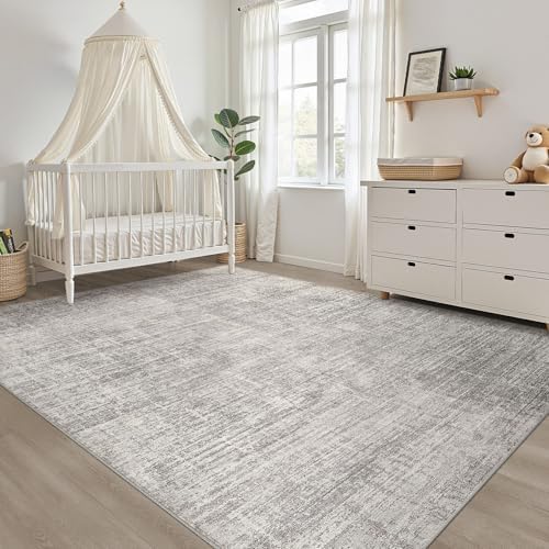 LOONGRUG 8x10 Area Rugs Washable Neutral Modern Living Room Rug Brown Gray