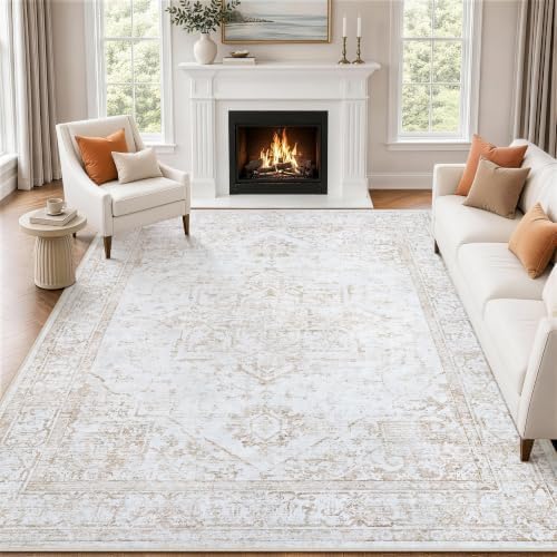8x10 Area Rugs for Living Room Washable Non-Slip Rug Beige