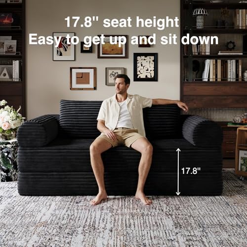 Novilla 75" Convertible Futon Sofa Bed, Boneless Couch with Smarts Coil®...
