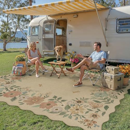 PureCozy Outdoor Paito Rug 8x10 Easy Jute Neutral Area Rug Washable Carpet