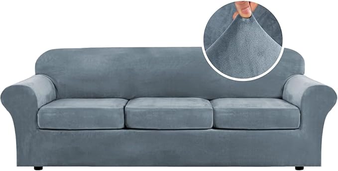 H.VERSAILTEX High Stretch Sofa Slipcover 4 Piece Cover Velvet Furniture by HVERSAILTEX