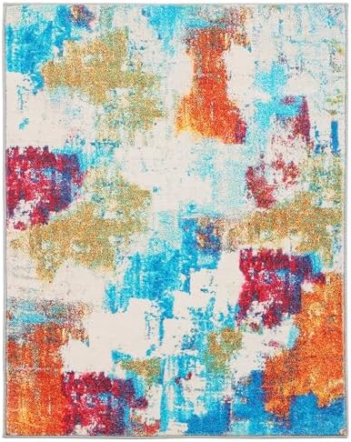 Carvapet Washable 9x12 Colorful Abstract Area Rug Modern Carpet