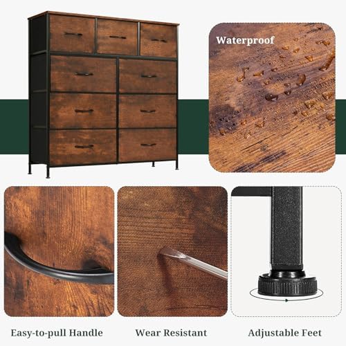 9-Drawer Dresser for Bedroom, Anti-Tip Tall Storage Organizer