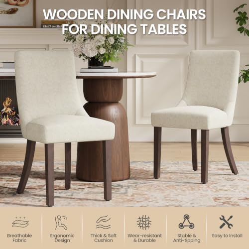 MALOL Wooden Dining Chairs Set of 2, Upholstered Kitchen & Dining Room Ch...