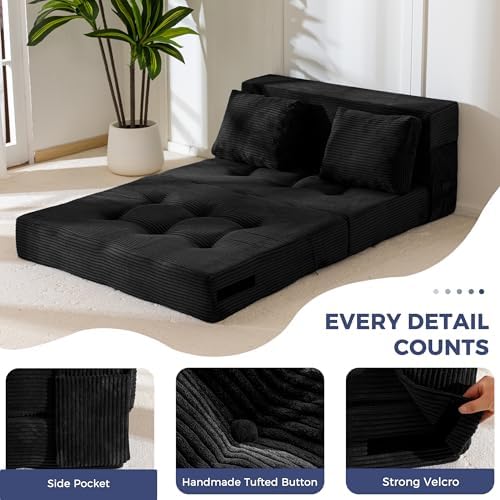 MAXYOYO Convertible Sofa Bed, Fold Out Sofa Couch with Pillow for Adults