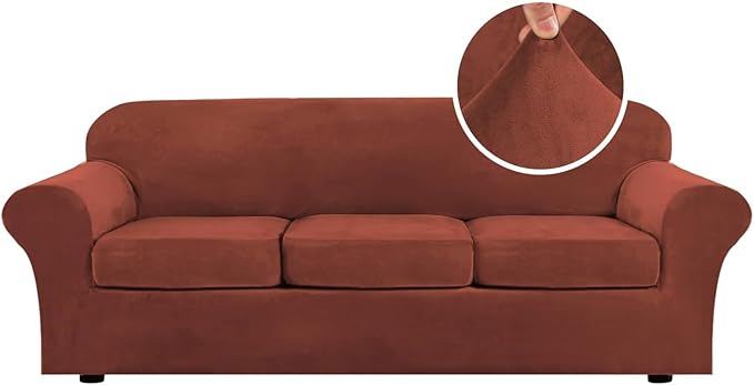 H.VERSAILTEX High Stretch Sofa Slipcover 4 Piece Cover Velvet Furniture by HVERSAILTEX