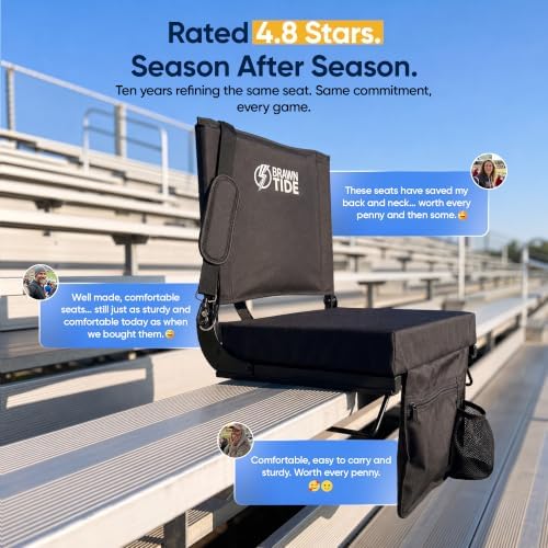 BRAWNTIDE Compact Premium Stadium Seat - Built for Long Days on Bleachers