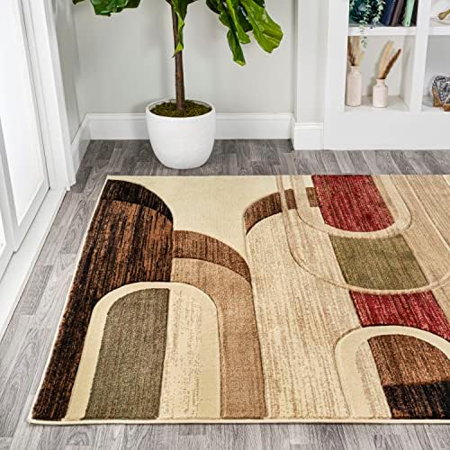 JONATHAN Y Abstract Arches Cream/Brown/Red Indoor Area Rug 8X10 ft, Tamara Re...