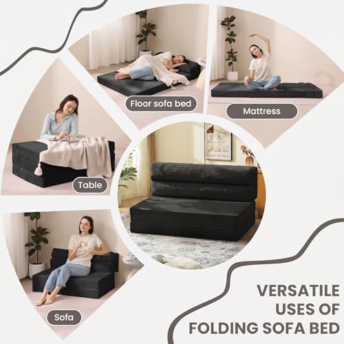 JUIKURY Folding Sofa Bed, Convertible Sleeper Chair with Pilow Foldable Matre...