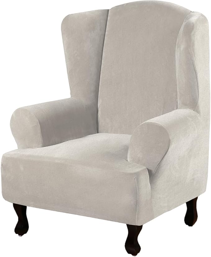 H.VERSAILTEX Wingback Chair Covers Velvet Plush Wing Chair Slipcover 1 Piece by HVERSAILTEX