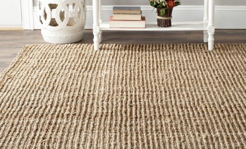 SAFAVIEH Natural Fiber Square Rug 7', Jute Knotted Natural NF447A