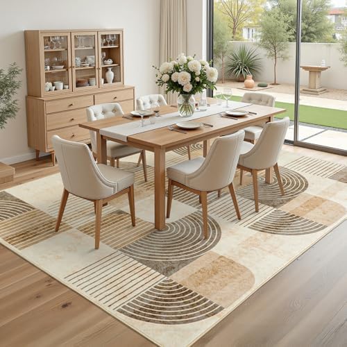 5x7 Washable Area Rugs for Living Room, Non Slip Boho Modern Rug