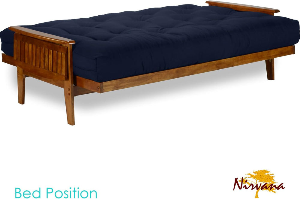 Eastridge Futon Set - Full Size, Frame, 8" Mattress, Twill Navy Blue Cover