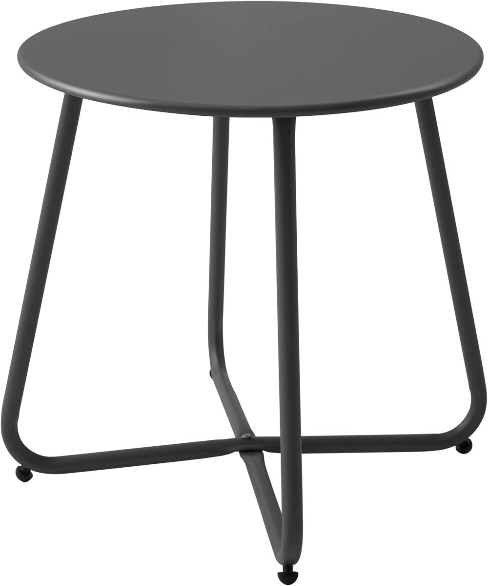 Meluvici Patio Small Side Table Waterproof Round Metal Steel Weather Resistan...