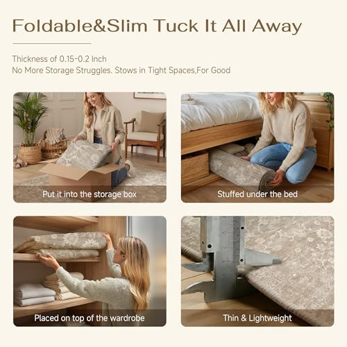 HUGEAR 8x10 Beige Neutral Area Rugs Washable Rug Carpet