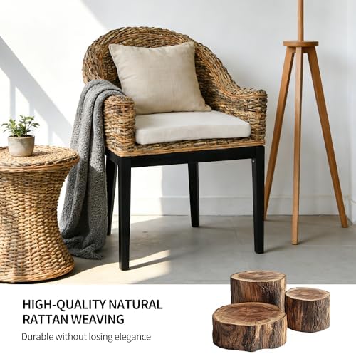 DUHOME Rattan Accent Chair,Modern Armchair with Natural Rattan Armrest