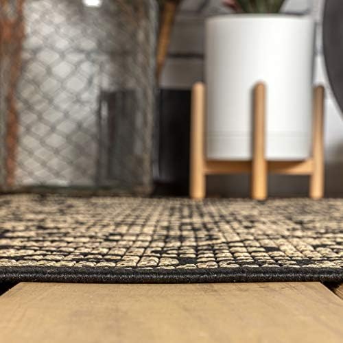 JONATHAN Y Vintage Filigree Indoor Outdoor Area Rug 8X10 Black/Khaki, Madrid ...