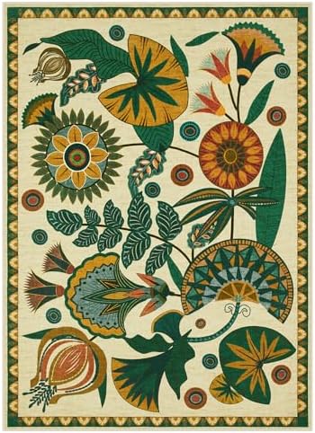 Joydeco Egypt Floral Large Washable 9x12 Area Rugs for Living Room Bedroom