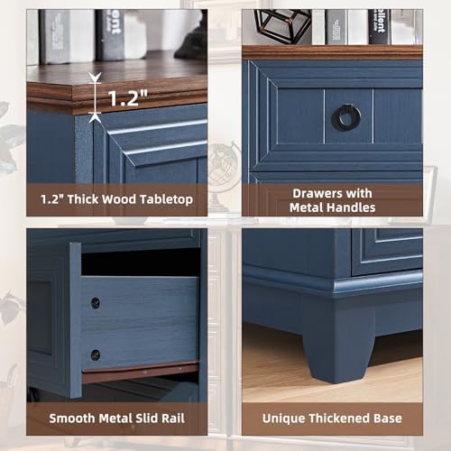 Joaxswe Farmhouse Dresser and Nightstand Sets 3 Piece, Blue