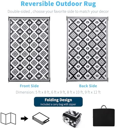 Shilucheng 8x10 ft Outdoor Rug for Patio, Modern Waterproof Area Rug