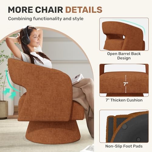 Nebuaegis Swivel Accent Chair Set of 2, Modern Comfy Chenille Barrel Chairs, ...