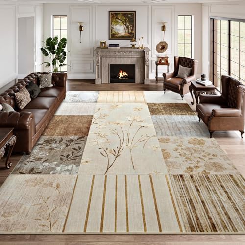 DweIke Floral Rugs for Living Room, 5x7 Washable Area Rug for Dining Room Far...