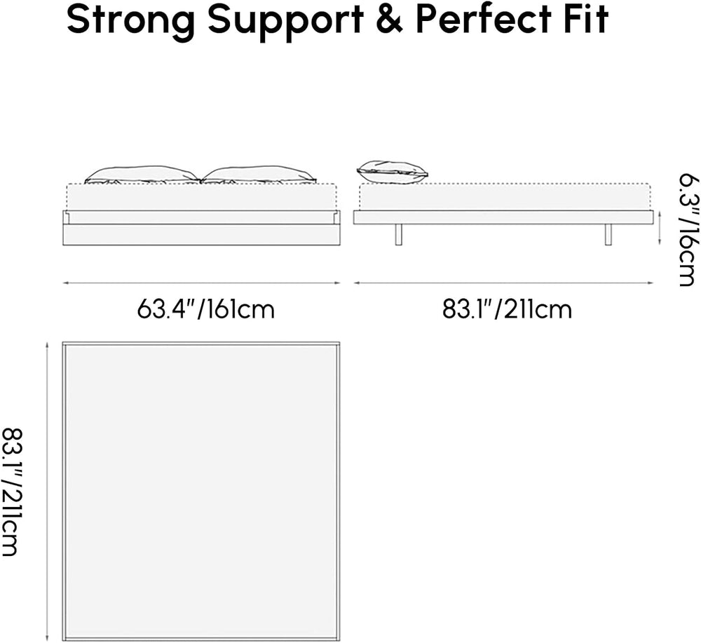 homary Japanese Style Queen Floor Bed Frame, 6.3" Low Profile Tatami Pla...