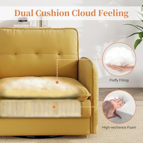 360°Swivel Accent Armchair,Modern 33" Corduroy Swivel Accent Chair for L...